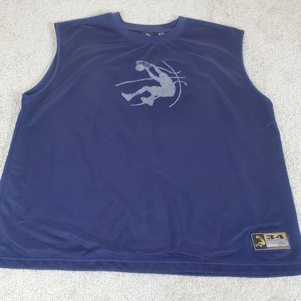 Shaquille O'Neal Dunkman Basketball Jersey Size XL Navy Blue Mesh 34 MVP Patch